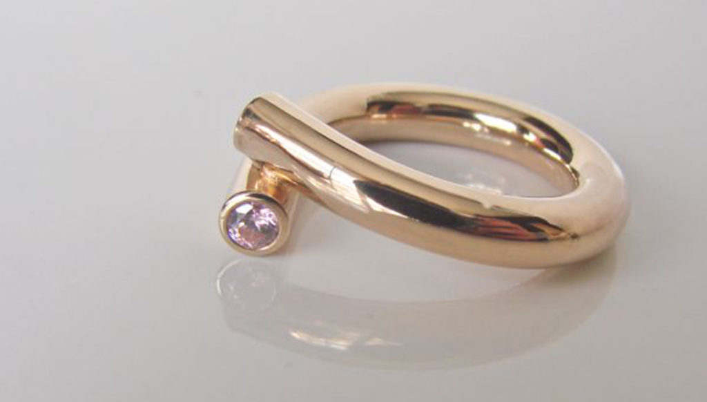 Bague Worm - Vermeil placage or rose et oxydes de zirconium rose